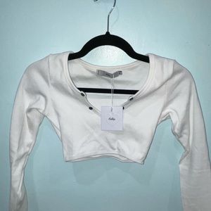 Adika Long Sleeve White Crop Top XS
